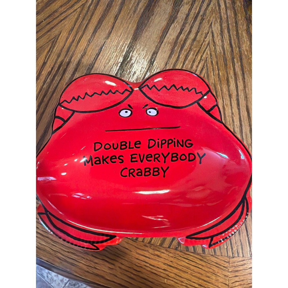 Our Name Is Mud Lorrie Veasey Red Crab Dip Bowl Double Dipping Makes You Crabby